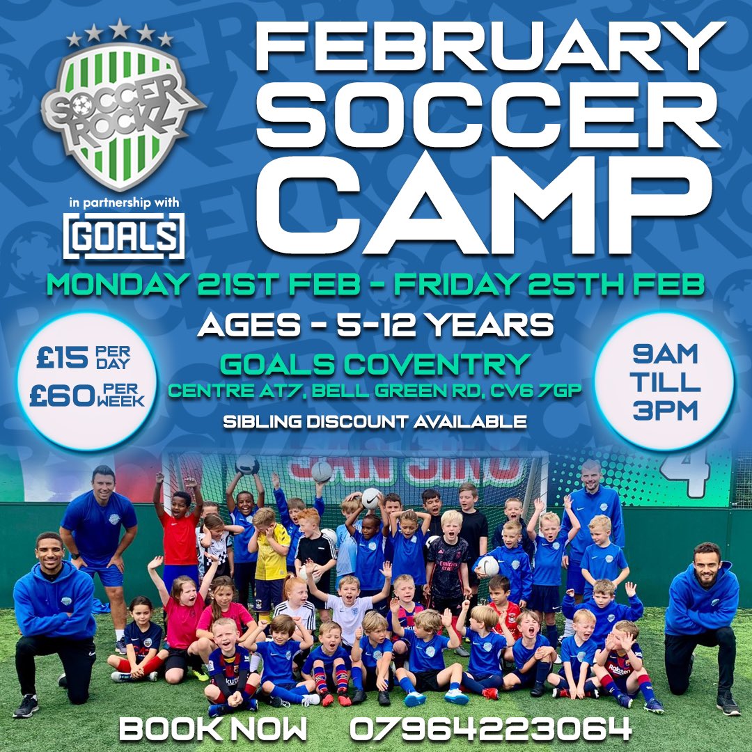 SoccerRockz (@srrockz) on Twitter photo Join us for a week of FUN & ⚽️
Book your child’s space now 👇😃
forms.gle/TwFtSVgwTE1zRX…
<a href="/coventry_kids/">Coventry Kids</a> #halfterm #coventry #Warwickshire #footballcamp Join us for a week of FUN & ⚽️
Book your child’s space now 👇😃
forms.gle/TwFtSVgwTE1zRX…
<a href="/coventry_kids/">Coventry Kids</a> #halfterm #coventry #Warwickshire #footballcamp