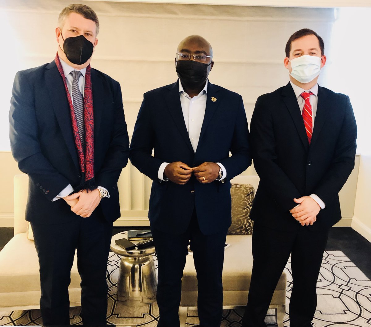 VanguardAfrica's tweet photo. Our team was honored to meet with the Vice President of Ghana today, @MBawumia, to discuss his vision for the country and the high bar that Ghanaians have set for democracy in the region. 

Africa needs more democratic champions, and we continue to stand in solidarity with them. https://t.co/R40ErqhvFD