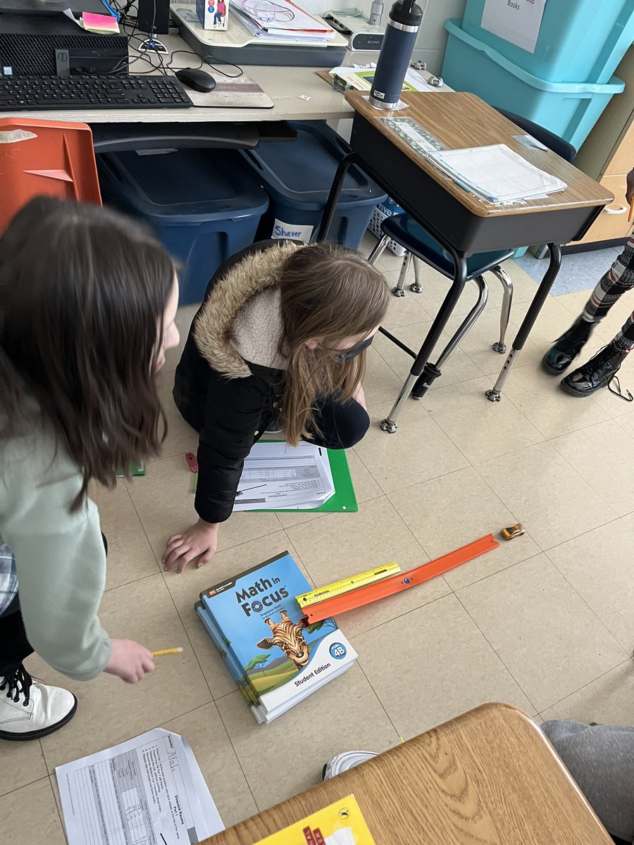 Some hands-on exploration of potential and kinetic energy in 4th grade today! #hotwheels #collaboration #criticalthinking #communication