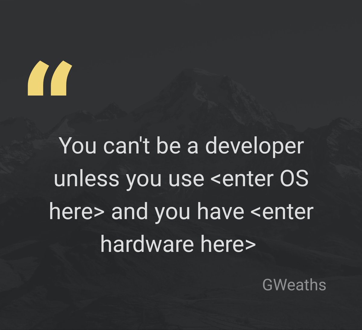 grantdotdev's tweet image. There is no set rule book that says you need a £2k MacBook, a £500 windows machine, or running a nightly mod of Linux.
There are plenty of tools/software out there that will work with any of them, you do you peeps, don't do peer pressure
#codenewbies #devTip #codingBeginners