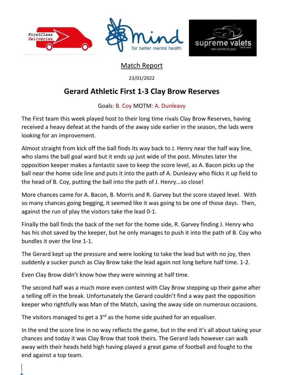 Yesterday's match reports...💚🖤💛