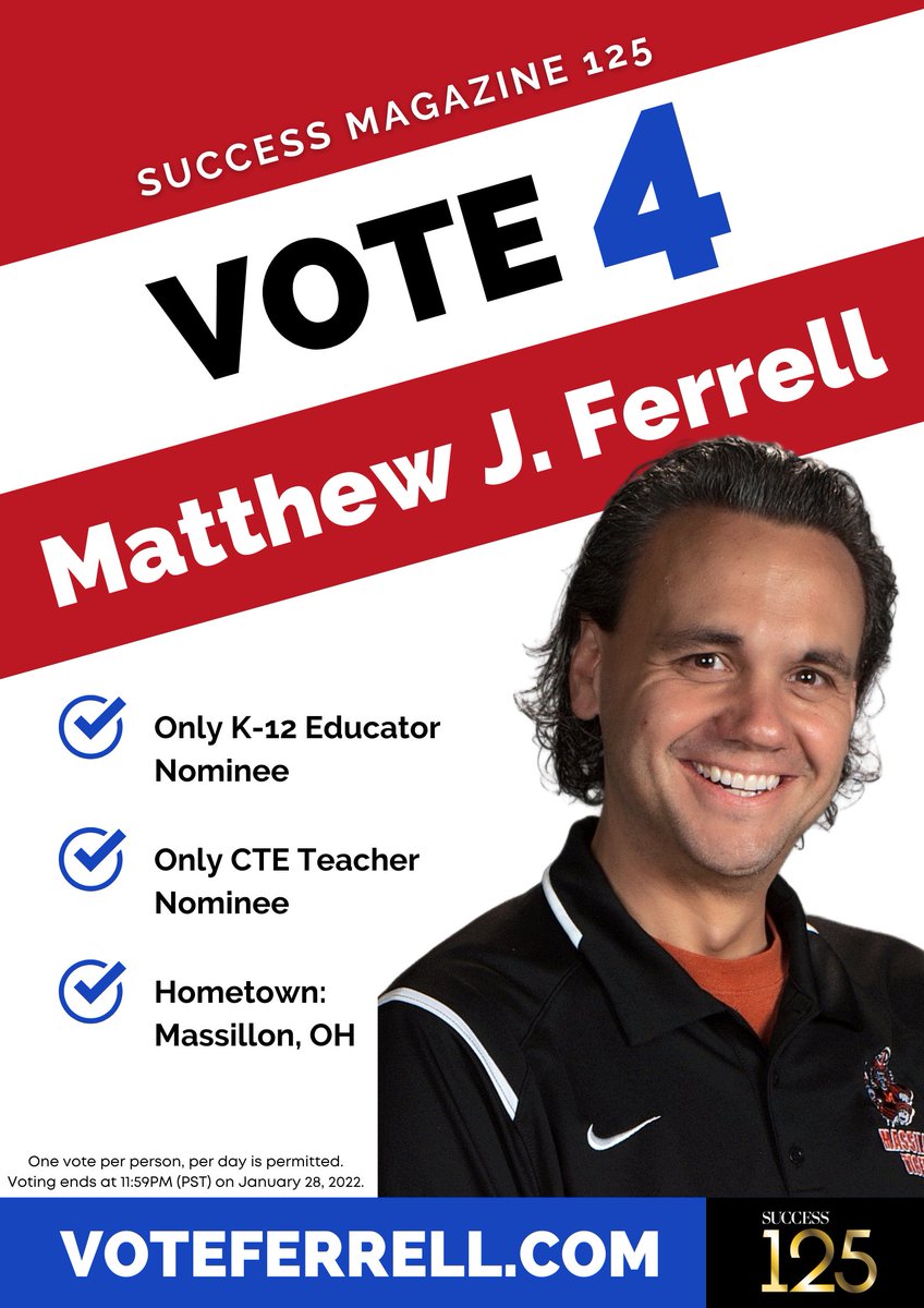 WHSTVOhio's tweet photo. Thank you for all of your votes so far! Please keep voting once per day through this Friday at https://t.co/TfozAhZzuf
Nationally recognized by @successmagazine as a "Leader Who Gets Results".
#VoteFerrell #SUCCESS #Success125
#WHSTVOhio https://t.co/nQaDl5QvkW