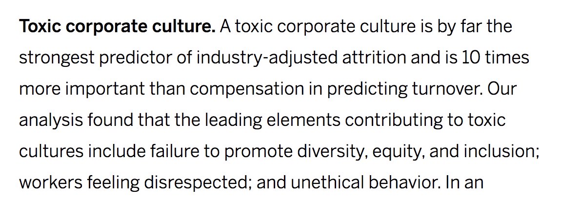 projectinclude's tweet image. DEI matters. A toxic corporate culture is the strongest predictor of  attrition and 10.4x more predictive than pay. Leading factors include failure to promote diversity, equity, and inclusion; workers feeling disrespected; and unethical behavior sloanreview.mit.edu/article/toxic-…
