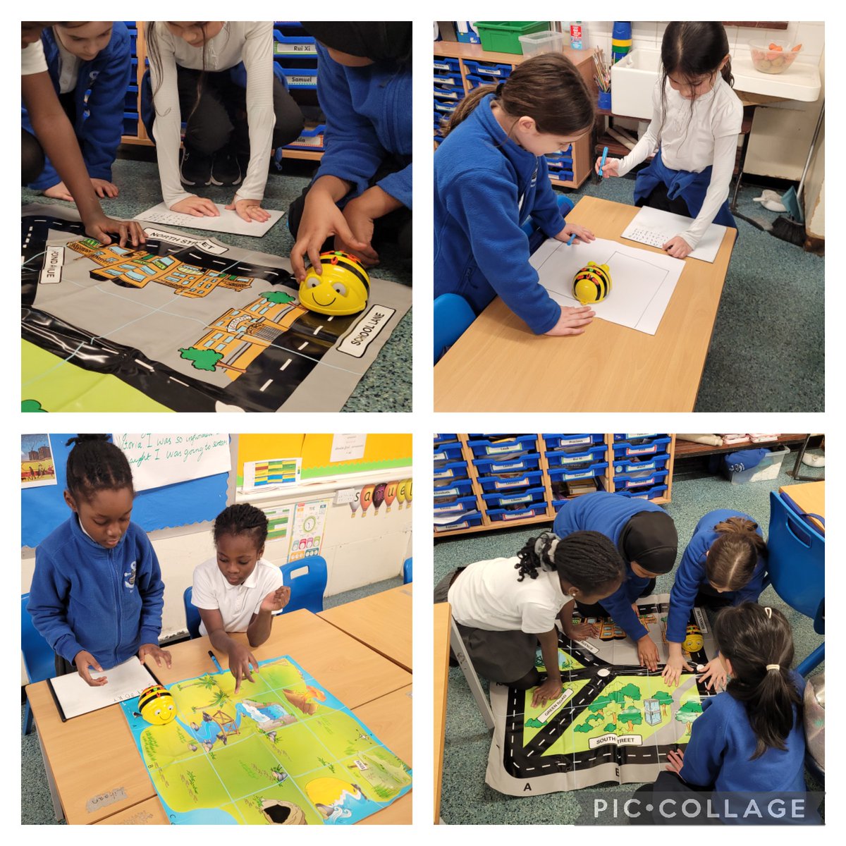 RPSComputing's tweet photo. Pupils using Bee-Bots to design and solve challenges. To meet the challenges they created sequences of instructions (an algorithm) to navigate a route. #collaboration #debugging https://t.co/o9KMj5xSDf