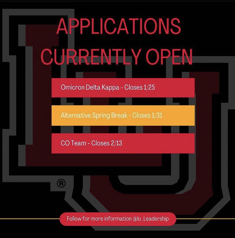 LU_Leadership's tweet image. NSLP has lots happening within our office this semester from events to job opportunities to leadership programs! There’s something for everyone!🤩