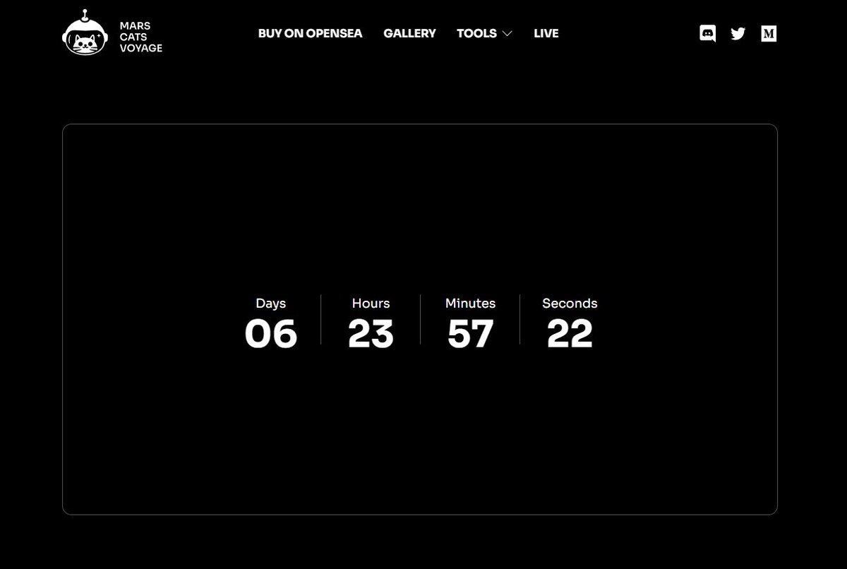 ClassicsCrypto's tweet photo. Just unlocked a secret part of the @MarsCatsVoyage website using the codes we deciphered in the discord this afternoon... 7 day countdown... 👀👀👀🚀

#wenmars #b4elon #NFT #NFTcommunity #MarsCatsVoyage #MCV https://t.co/UfaKJOqlRI