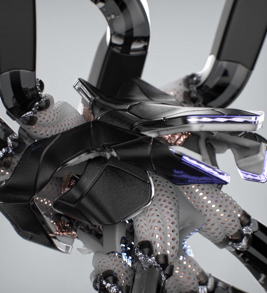 Hi, friends. I almost made my  fully procedural setup for creating robotic creatures. (without the classic modeling workflow like a Maya, Zbrush, etc) 
.
 #3dmodeling #generativeart #proceduralmodeling #algorithmicart