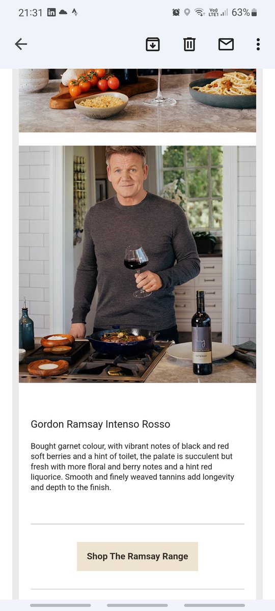 glenlloydbaker's tweet photo. @GordonRamsay I think you need to pull this one .... Proof reading at its worst. I'm sure your wine in better than a hint of toilet. 
#wine #gordonramseywine https://t.co/6fZonzK1z2