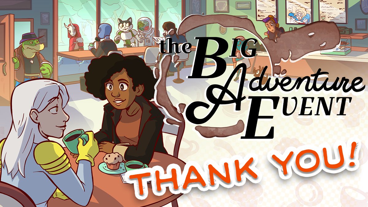 Hitcents's tweet photo. The Big Adventure Event is OVER! #theBAE

HUGE thank you to every person who made this year's event possible, and simply overflowing with the spirit of ADVENTURE. We feel honored to have been able to highlight amazing devs from around the world. 

✨THANK YOU and CONGRATS!✨ https://t.co/SvMVOhO58d