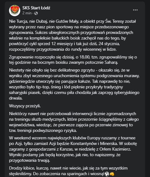 LodzStart's tweet photo. Nie Dubaj, nie Belek, nie Gutów Mały. Kompleks boisk na Św. Teresy. 

Nasz pion sportowy postawił na sprawdzone rozwiązania. https://t.co/DwzpFpySwh