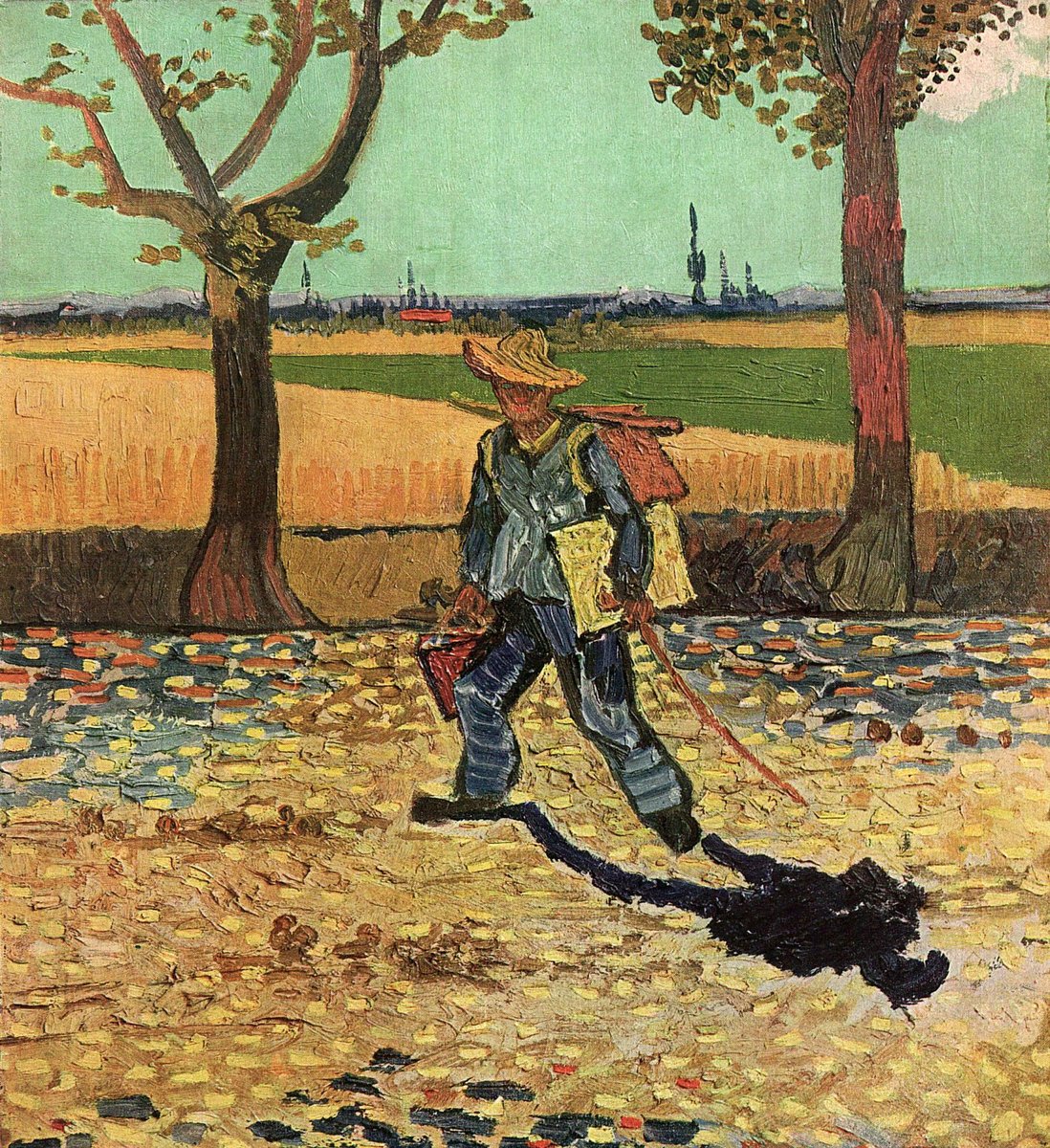 Selfportrait on the Road to Tarascon (The Painter on His Way to Work), 1888 #vincentvangogh #postimpressionism