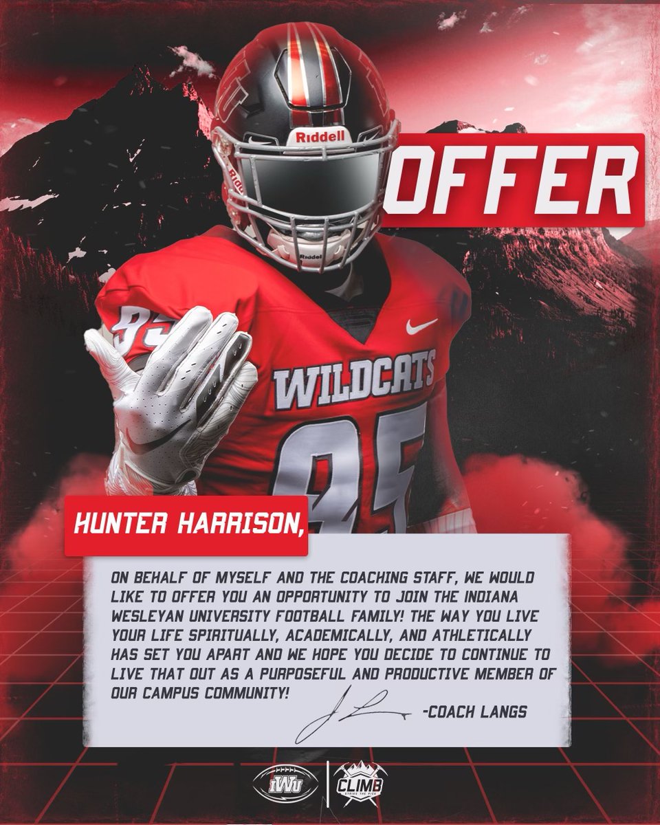 HHarrison_77's tweet photo. Very excited that I have earned an opportunity to continue my athletic and academic career @IndWesleyan_FB I appreciate it @CoachBuzzAldrin @Coach_Langs @BHSfootball4 https://t.co/j7H2t0kazc
