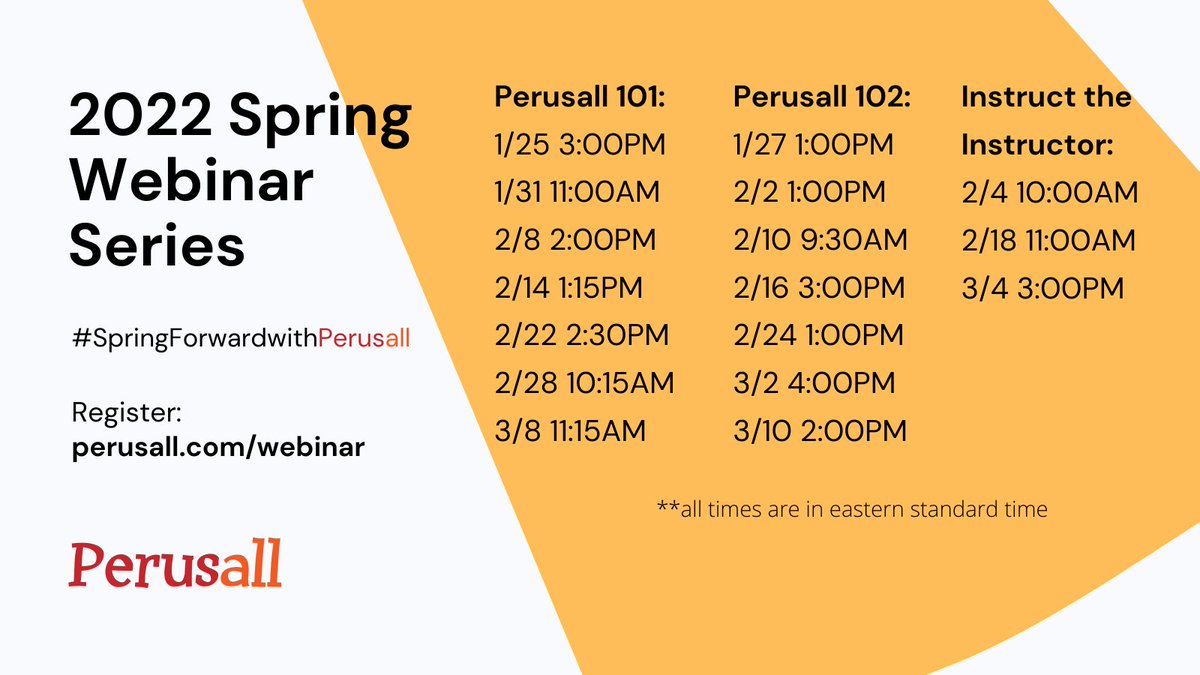 2022 Spring Webinar Series: Register at perusall.com/webinar. 