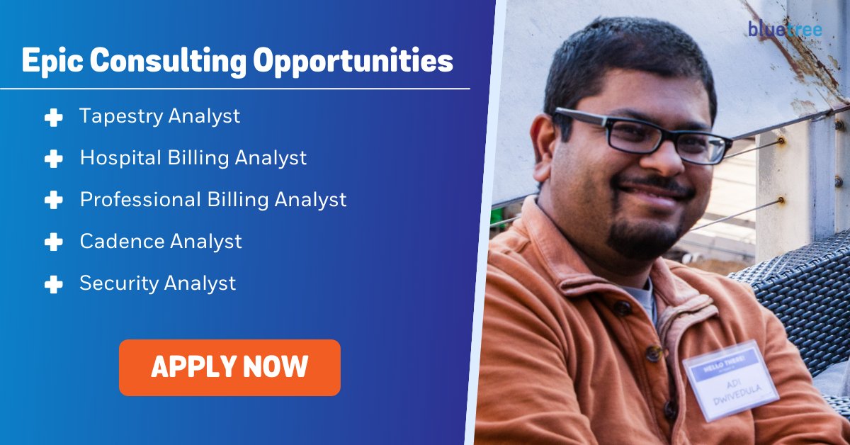 From Professional Billing to Tapestry and Security, we’ve got open roles to satisfy the most eager Rev and Patient Access consultants! Interested in discussing some of these opportunities? Send our Talent team a message to learn more: bit.ly/32s0Srp
#HealthIT #EpicJobs