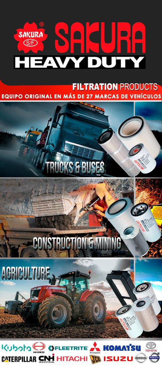 AutobeltL's tweet photo. SAKURA es una compañía Japonesa con plantas en Tokio y Jakarta, fabricantes de filtros de equipo original para más de 27 marcas como CATERPILLAR, HITACHI, HINO, ENTRE OTROS. También le produce filtros a marcas como DONALDSON, FLEETGUARD, MANN FILTER. ¡Escríbenos para saber más! https://t.co/7qZ7RQ55dt