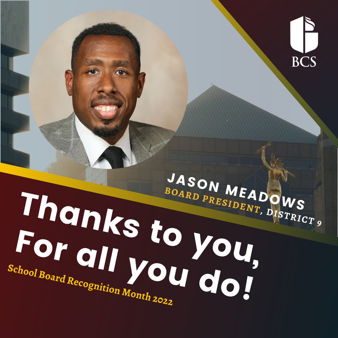 Birmingham City Schools🎓 (@bhamcityschools) on Twitter photo January is designated as School Board Recognition Month, but in BCS our Board Members show their commitment to our students and employees every month in the year. BCS thanks District 9 Representative & BBOE President Jason Meadows for his dedication to our scholars. #bcsstrong January is designated as School Board Recognition Month, but in BCS our Board Members show their commitment to our students and employees every month in the year. BCS thanks District 9 Representative & BBOE President Jason Meadows for his dedication to our scholars. #bcsstrong