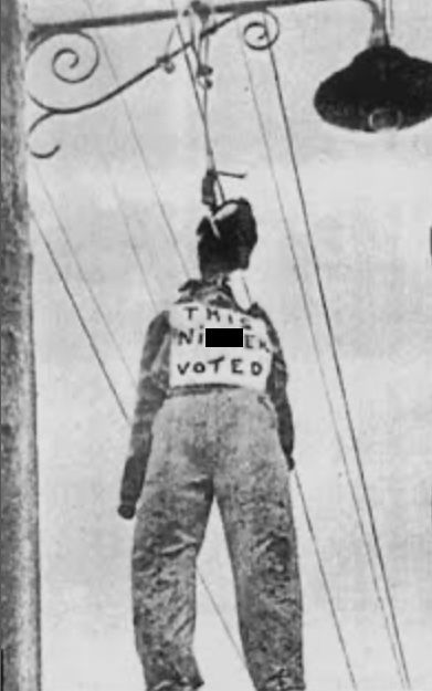 WE WILL VOTE because we remember this effigy of a Black man hung from a poll in Miami for voting. WE WILL VOTE because anti-democratic forces are trying so hard to stop us from voting. WE WILL VOTE, no matter what voter suppression laws they pass.  WE WILL VOTE #BLM #votingrights