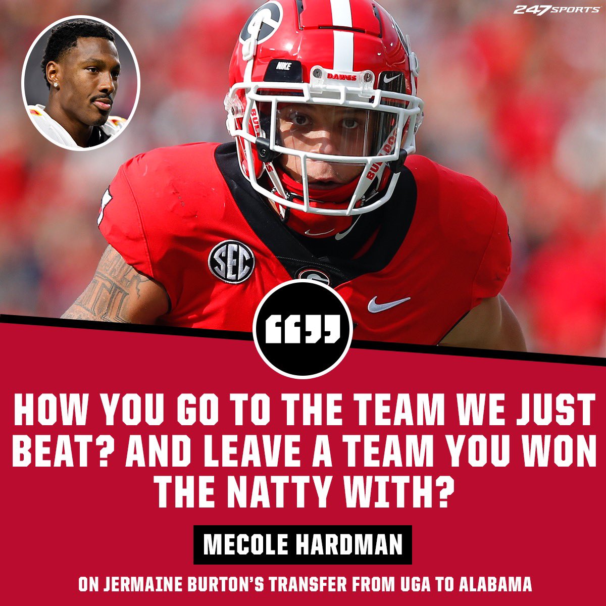 247Sports's tweet photo. Former Bulldog Mecole Hardman was NOT feeling Jermaine Burton’s transfer 🤔

Do y’all agree? 

(via mecolehardman4/IG) https://t.co/JXpqO8vv80
