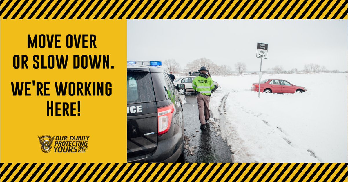 CSP_News's tweet photo. We love our jobs.  We love our families.  We want to go home at the end of our shift.  Please: pay attention and when you see the lights, MOVE OVER! https://t.co/ddLRi6QPpA