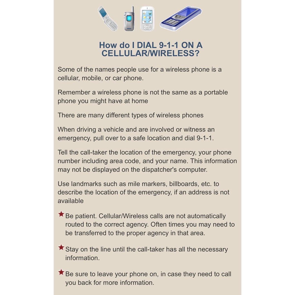 911forkids's tweet photo. Do you know how to call 9-1-1 from a cell phone and/or a landline phone? Here are some tips to help, when calling from these types of phones โ๏ธ ๐ฑโ๐ฎโโ๏ธ #911 #911ForKids #Emergency #CellPhone #Telephone https://t.co/c9Tw4n6AOF