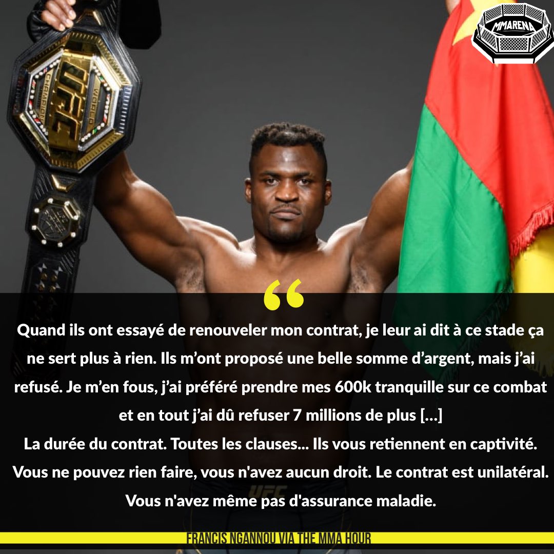 MMArena_'s tweet photo. Francis Ngannou souhaite faire bouger les choses et continue son combat contre l’UFC 👊 https://t.co/yNqmrrfF6j