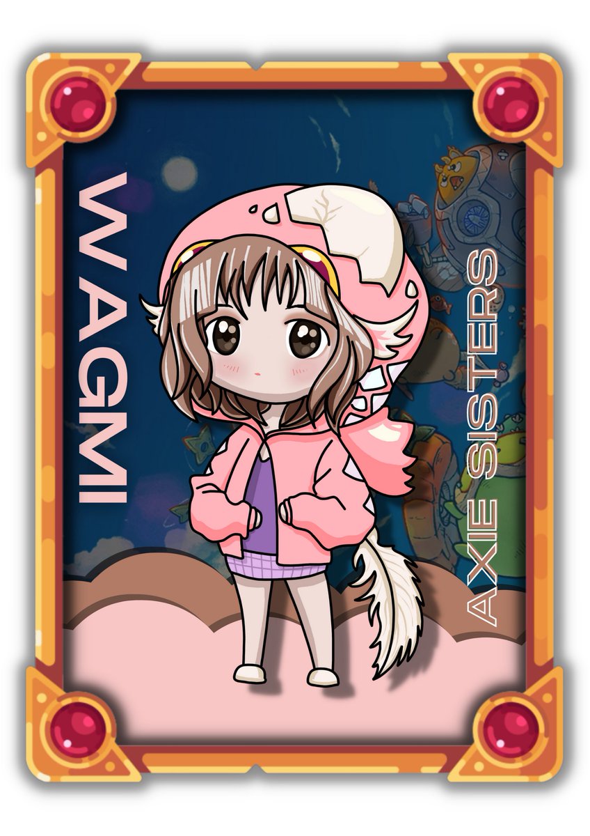 EL_100418's tweet photo. Hello everyone! Sharing with you my entry for the #wagmichallenge 
WAGMI
AXIE SISTERS AXIE CARD 2⃣
Hope you'll like it 🥰
@axiesisters @AxieInfinity @creaticles https://t.co/c7qy6uqE4G