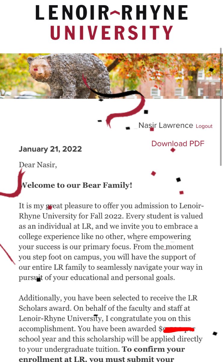 Yes lord 🙌🏾I Was Accepted Into NC A&amp;T University 💛💙 &amp; Lenoir Rhyne University ❤️🐻🖤