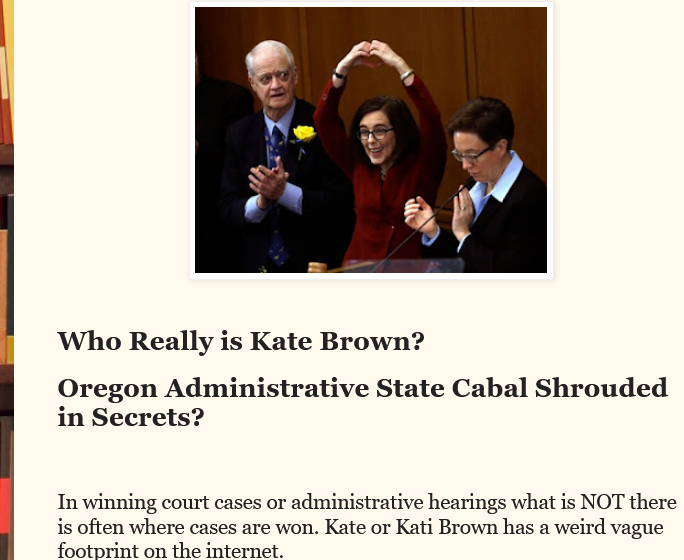 MargoLogan's tweet photo. Truth in the Pacific Northwest: OREGON GOVERNOR KATE BROWN: WHO IS SHE REALLY? https://t.co/awiCseKkb6 @tooze_dan @JBarrORConserv @StanPulliam @MWalker1029 @CherylB85933782 https://t.co/xFZsSX39MZ