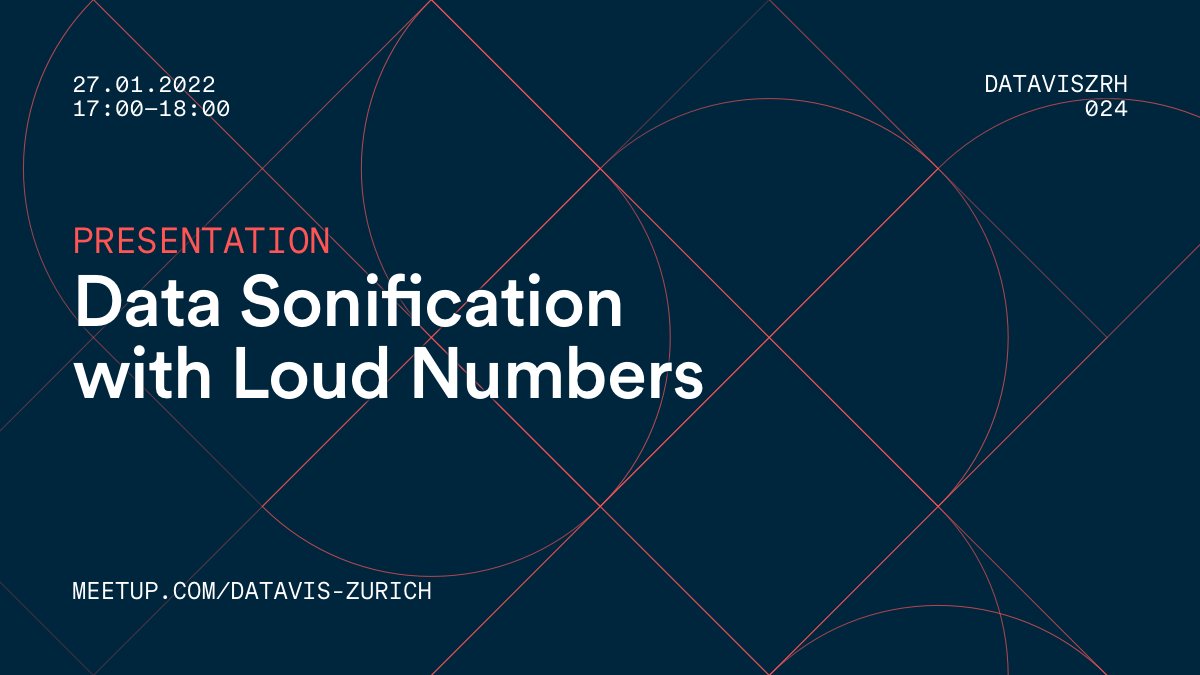 datavisZRH's tweet photo. This Thursday, January 27 at 17:00 CET, we will hear from @miriamquick and @duncangeere, creators of the @loudnumbers podcast, about #datasonification. Join us to learn more about how they use sound to turn data stories into music. https://t.co/6jRDagxety