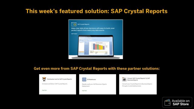 SAP Crystal Reports is this week's featured solution on #SAPStore. I started my own <a href="/SAP/">SAP</a> journey with #SAPCrystalReports in 2003! bit.ly/3AwgczL