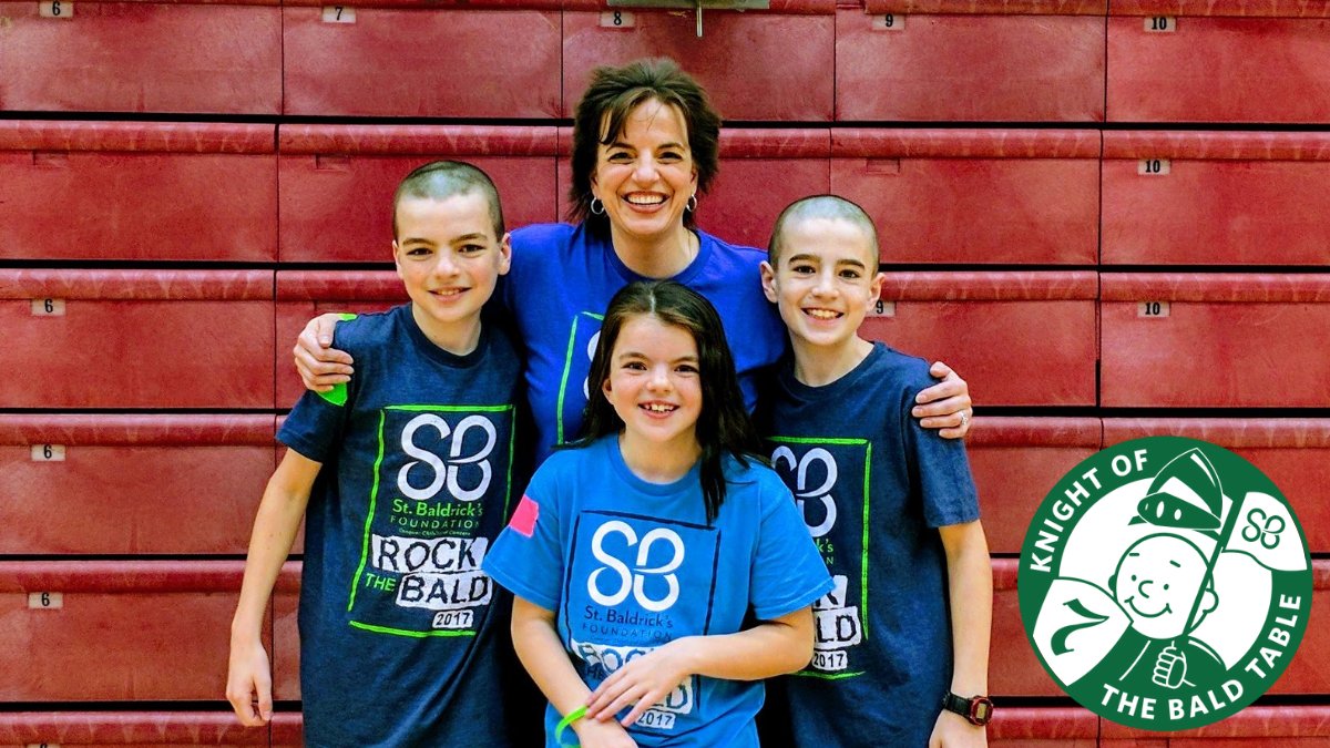 StBaldricks's tweet photo. Caron Peck, a proud #KnightoftheBaldTable, shares what motivates her to be involved with St. Baldrick’s. She says, “Finding a cure - that's the ultimate goal!” Click below to learn how you can join her.  https://t.co/9WlelPuRFq https://t.co/jxBmi6SHFo