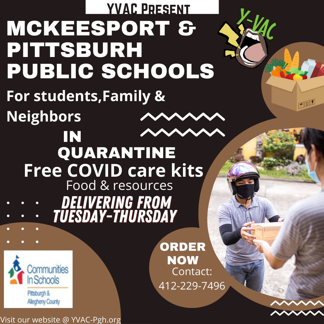 YVAC Service team will be delivering Covid care kits tomorrow until Thursday -if you or a love one are in quarantine and would like to receive A kit please contact the number listed‼️✊🏾