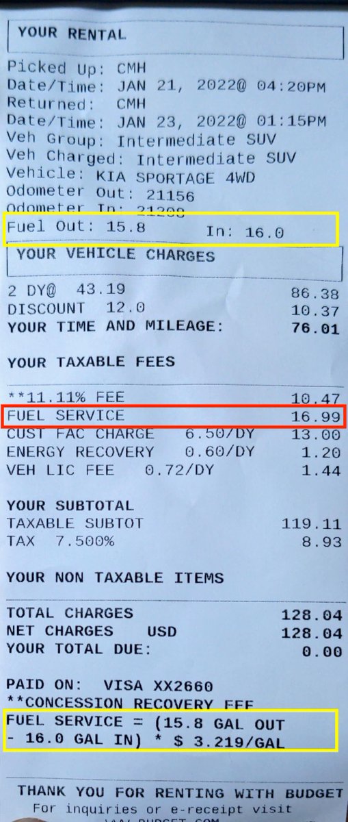 robinjk86's tweet photo. @Budget When you have the technology to detect that a vehicle was returned with equal(or more) amount of fuel than when it was rented out, then why would you include a fuel service charge ? Isn't that shady ? https://t.co/yqfAdOigqN