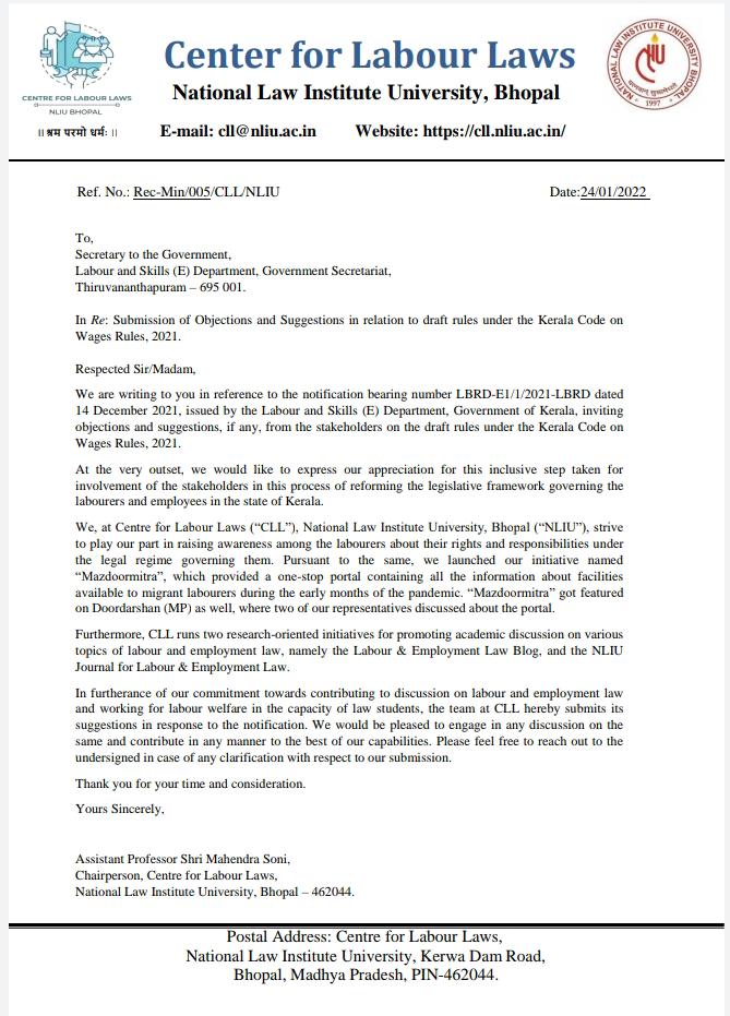 Centre for Labour Laws, NLIU tweet media