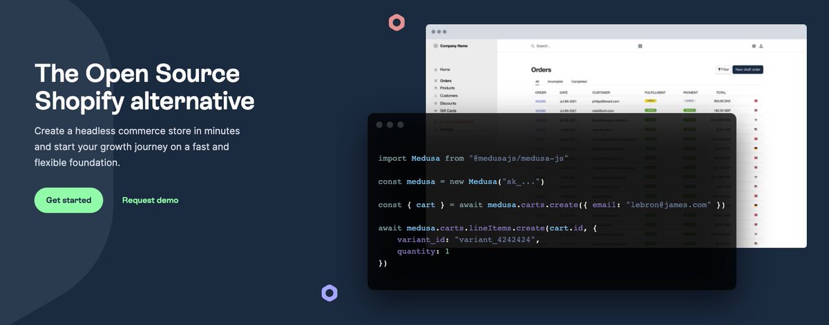 New day, new #startup. How about a headless ecommerce Shopify alternative? That's what you'll find with medusajs.com. Best of all? It's free and open source. 

#Shopify #ecommerce #webdev #HeadlessCMS #opensource