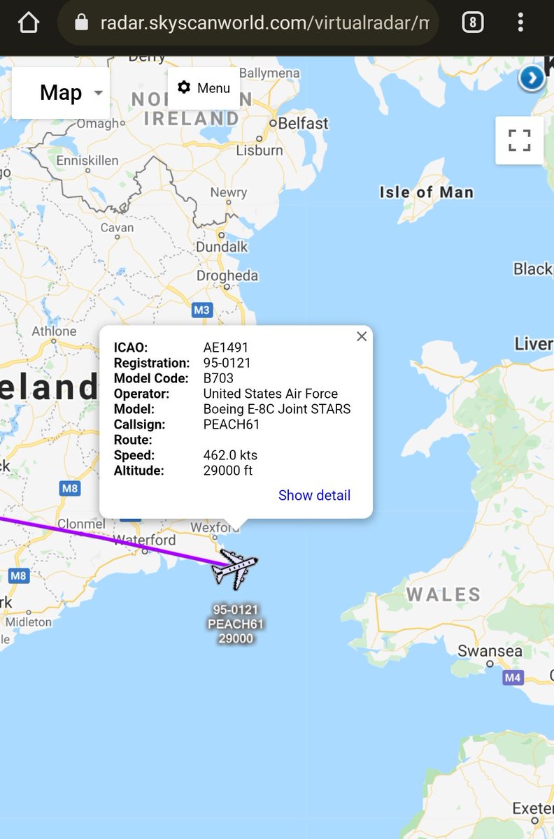 scan_sky's tweet photo. A New Boeing E-8C Joint STARS Inbound To Europe πͺπΊ For A Deployment.
#PEACH61 Inbound To Ramstein Air Base π©πͺ πΊπΈ From Bangor Intl Airport πΊπΈ https://t.co/I6t6pGh2bo