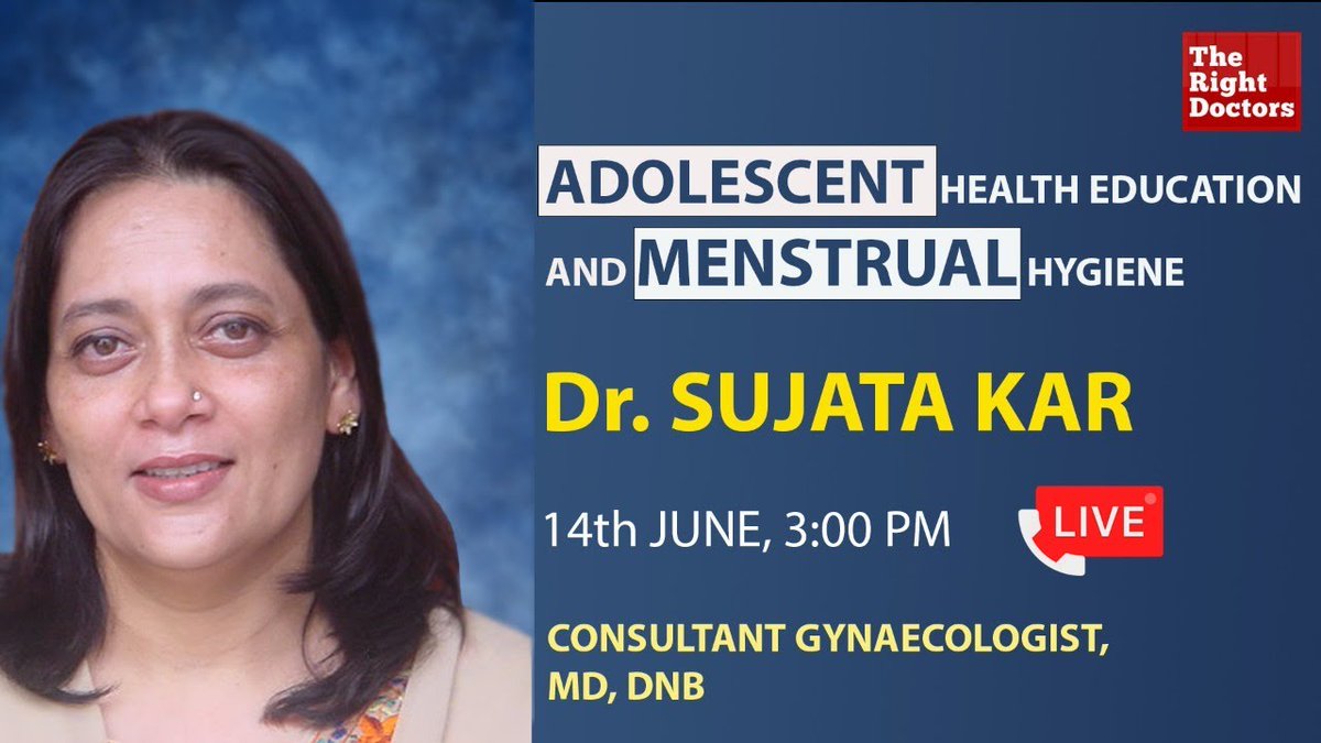 therightdoctors's tweet photo. A Q&A session on "ADOLESCENT HEALTH EDUCATION & MENSTRUAL HYGIENE" by Dr Sujata Kar @drsujatakar #adolescenthealtheducation #menstrual #mentrual watch here-https://t.co/IZcuZAoYz1 https://t.co/f3QmXRej7f
