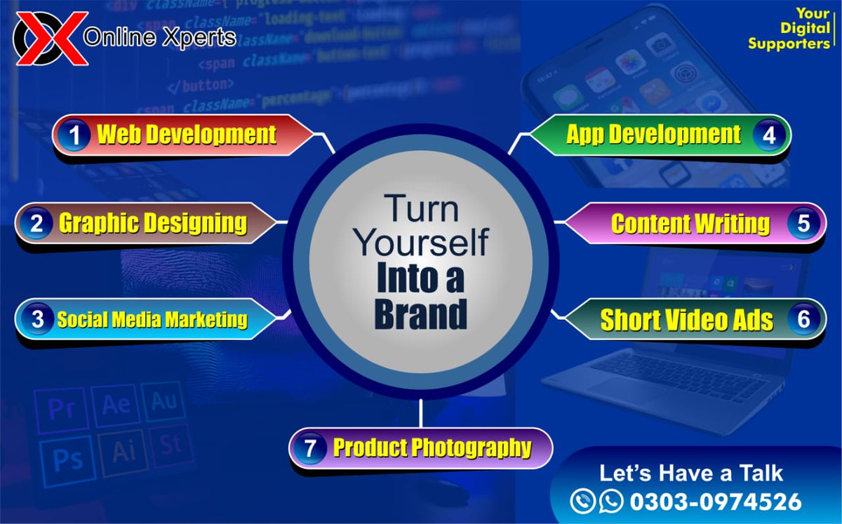 online_xperts's tweet image. Turn Yourself into a Brand! 🎖️📊

#OnlineXperts #digitalmarketing, #webdevelopment #socialmediamarketing #graphicsdesignservices #appsdevelopment #softwaredevelopment #contentwriting #shortvideoads #productphotography