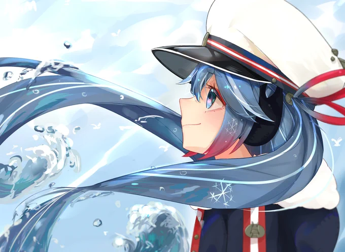 镜子KGMさんの横顔雪ミクさん!波のツインテールがふわりとなびく姿がとっても素敵です…(*'▽')✨【https://t.co/3WNoEdKr2z】 #piapro #雪ミク 