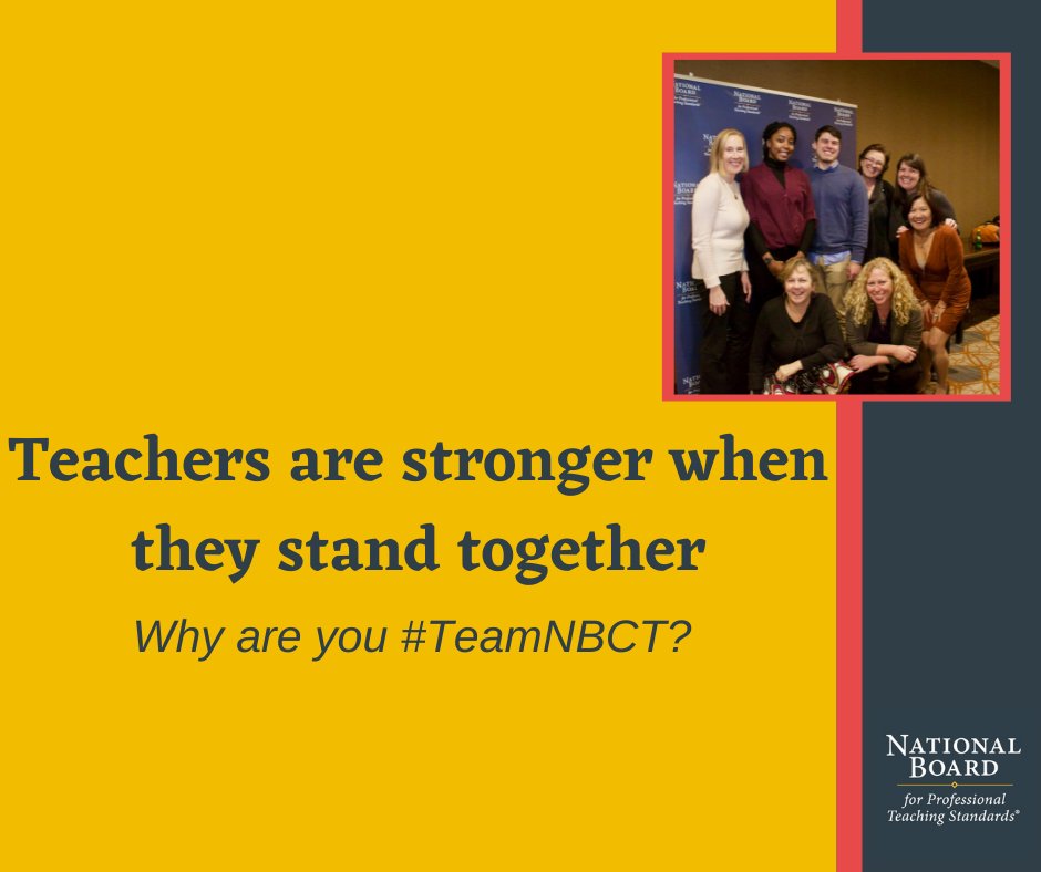 This has never been more true! Standing together to support each other is what keeps us afloat. Working in a cohort pursuing NB certification can help you not only survive but strengthen your practice. #TeamNBCT #NBCTStrong
