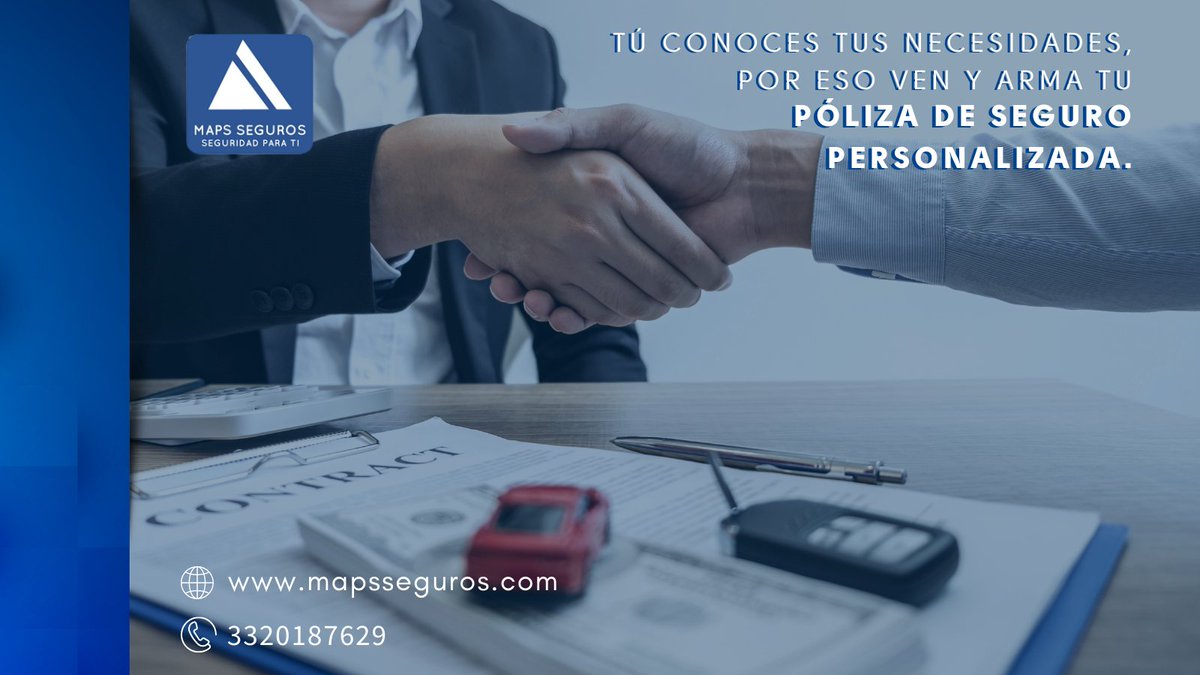 MapsSeguros's tweet photo. Personaliza la póliza de tu auto con base en tus necesidades.
Con Seguros MAPS te encuentras protegido.

Cotiza al 📱 3320187629 y 3320187628
🌐 https://t.co/yUkx7mnbRY

#seguro #auto #protegete #contrata #mapsseguros #plataformas https://t.co/SPkEreyz5j