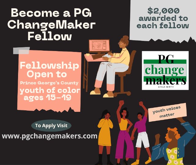 pgchangemakers's tweet photo. 🗣Fellowship opportunity!

Are you a youth of color between the ages 15-19? 

Do you care about Prince George’s County and want to make a difference?

If you answered yes to both then apply for our Youth Fellowship! Visit https://t.co/nnhnNqtOLS to apply! https://t.co/eoROX6BxrF