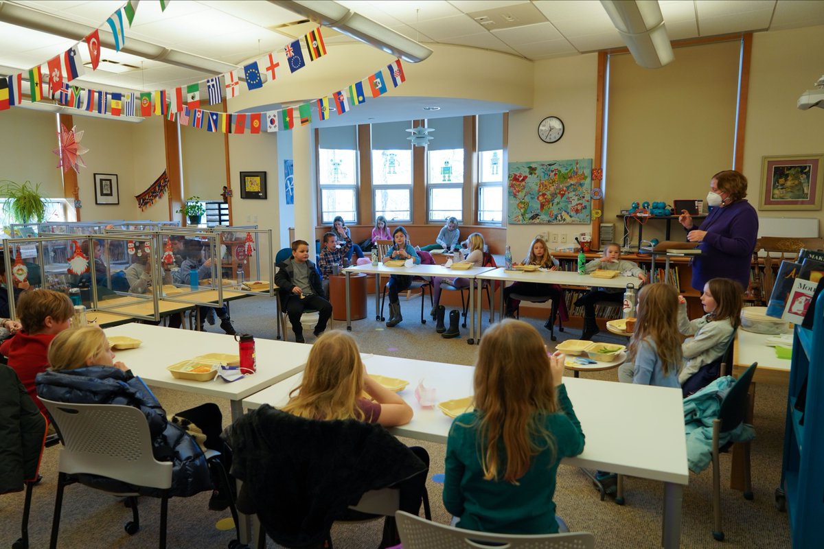 berwickacademy's tweet photo. Today at lunch, for the first time ever, this Grade 3 book group met to discuss The Silver Arrow by Lev Grossman. Usually a fourth grade activity, these 24 third graders had an energetic discussion, led by Ms. Brewer, and clearly love to read! #BABulldog #UsefulKnowledge https://t.co/9jy8czKGaq