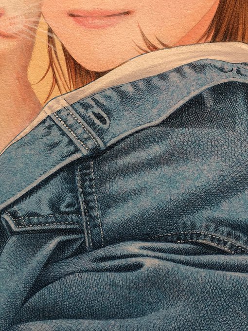 「closed mouth denim jacket」 illustration images(Latest)