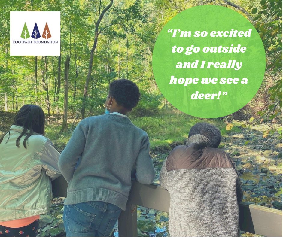 Footpath_Org's tweet photo. This quote from a 2021 Footpath Explorer is profound. Many kids from this group had never seen a deer before. Something simple like seeing common wildlife can bring so much wonder and joy with the right perspective 💚 🦌

#kidsneednature #exploreoutside #findingdirection https://t.co/mtIezxi4Kh