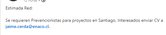 PREVENCIONISTA DE RIESGOS

Oferta Laboral
Solo comparto por ayudar.
comparta #haypega