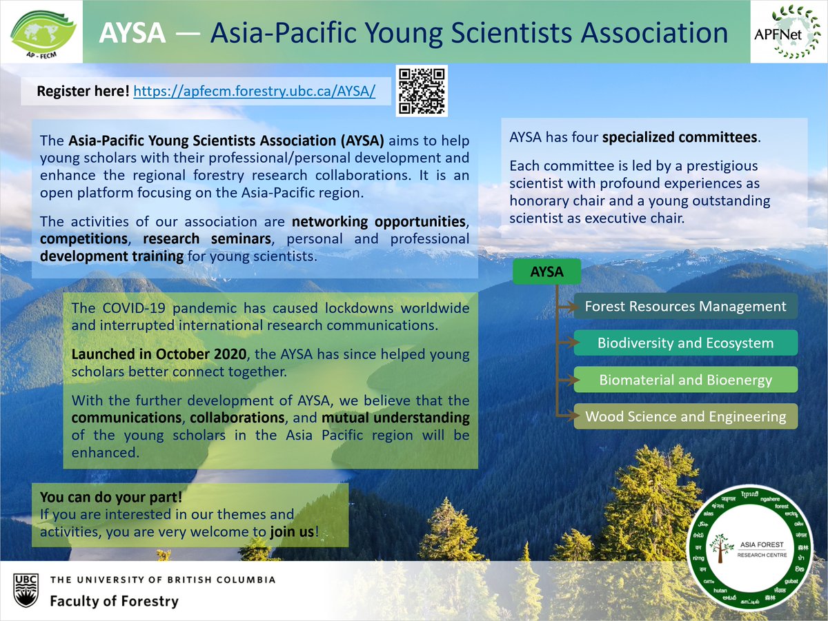 afrc_ubc's tweet image. Welcome to register as an AYSA member: apfecm.forestry.ubc.ca/aysa/