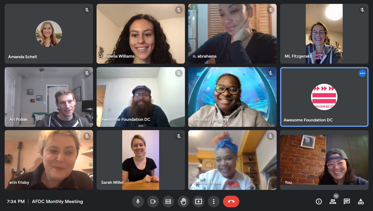 We're back to virtual for this month's meeting - but still as excited as ever to be giving away a $1,000 grant! #AFDC #AwesomeDC #AwesomeFoundation #DCGrants #DCLIFE #202 #virtualmeeting