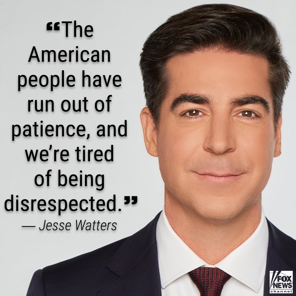 FoxNews's tweet photo. PUT ON NOTICE: @JesseBWatters says we’ve been ‘disrespected for far too long’ by far-left elites, vows show will not stand for it. https://t.co/2E7KRNfZ1K