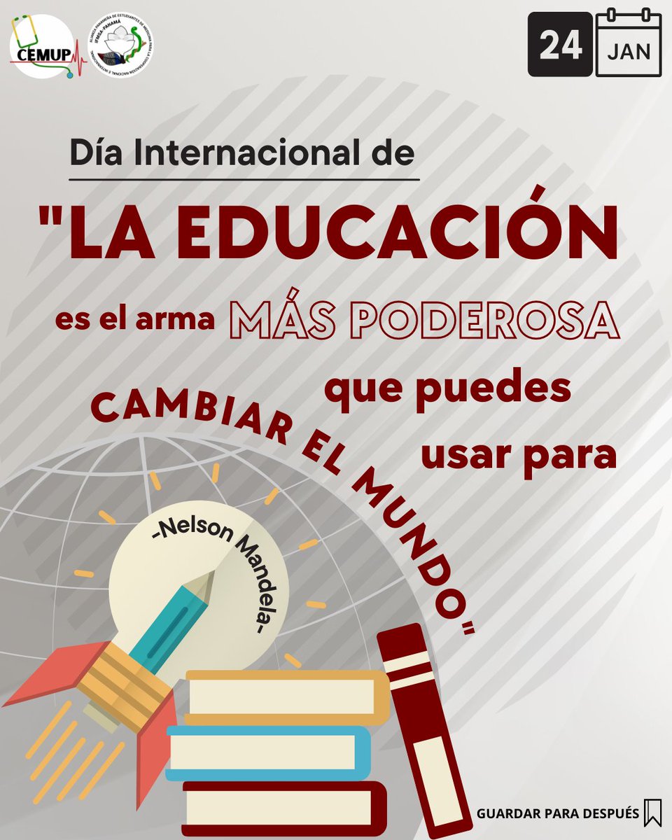 cemupifmsapa's tweet photo. 24 de enero: Dia Internacional de la Educación📚
"Cambiar el rumbo, transformar la educación". Reflexiona sobre los cambios que hay que hacer para que la educación sea universal, de calidad y contribuya a construir un futuro + sostenible, inclusivo y pacífico

#EducationDay2022 https://t.co/MdsMJ0Nwu6